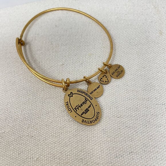 Alex and Ani Because I Love You Friend Expandable Bracelet Gold-Tone Charm - Picture 5 of 7